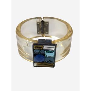Lucite Clamper Bracelet With Mosaic & Magnet Clasp VTG 90s/Y2K Glam Coquette
